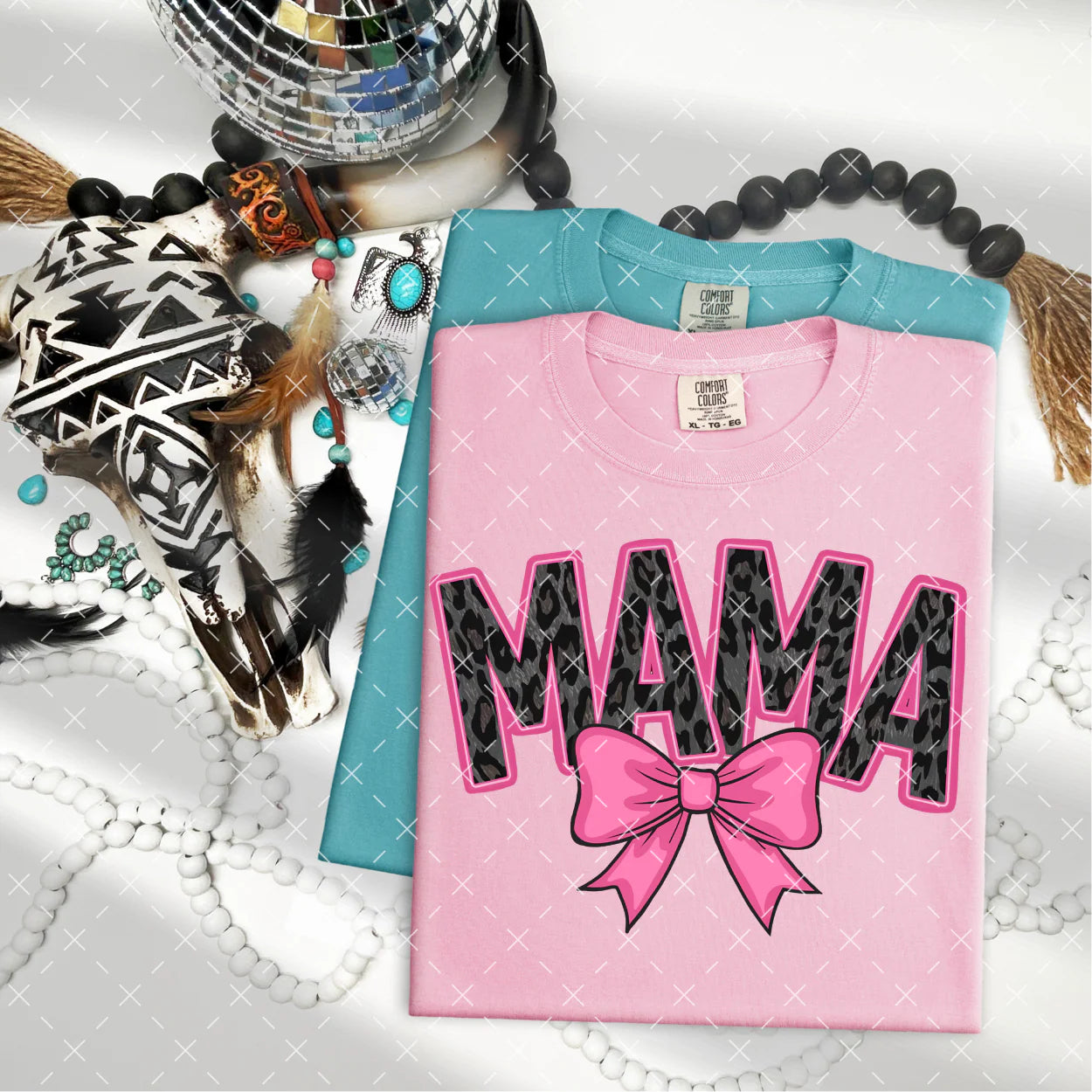 Mama cheetah print and bow pink