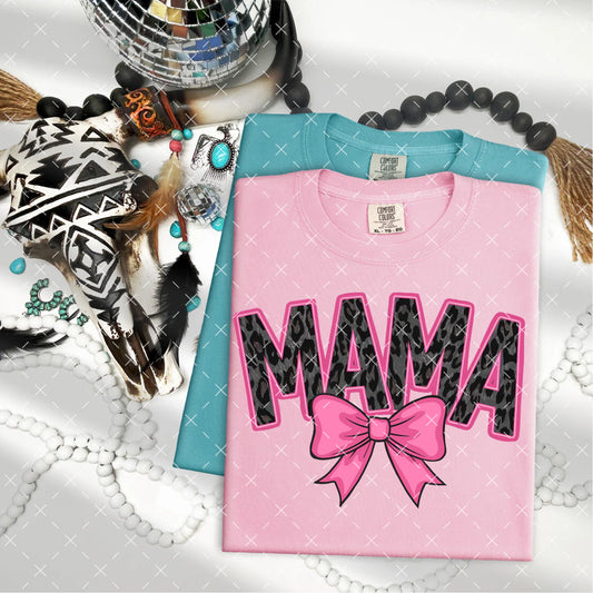 Mama cheetah print and bow pink