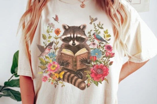 Raccoon reading